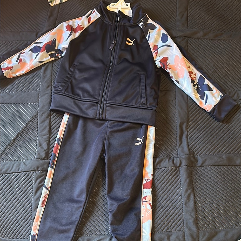 Puma Kids' Floral Track Suit - Navy Blue and Multicolor(girls)